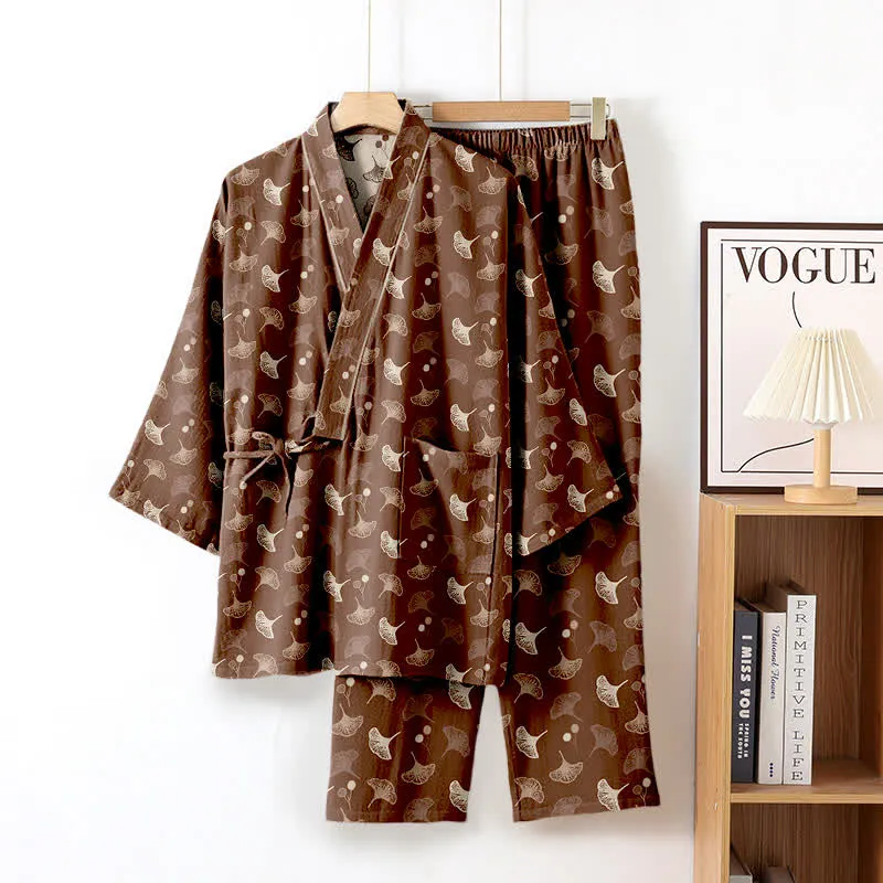 Ginkgo Bio-Baumwoll-Kimono-Loungewear-Set