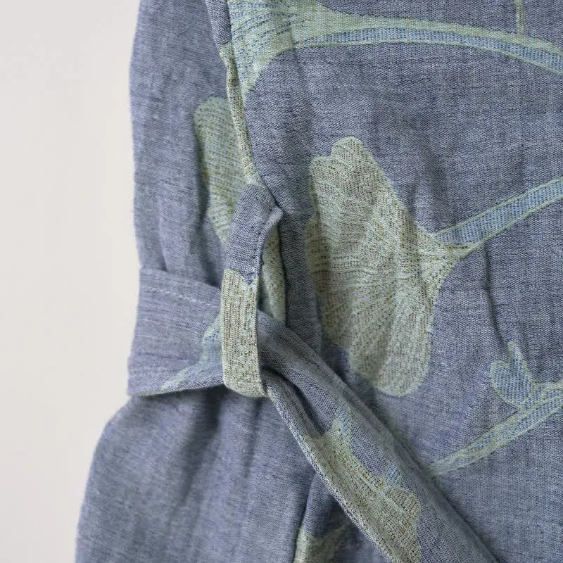Kimono-Bademantel aus Bio-Baumwolle mit Ginkgoblatt