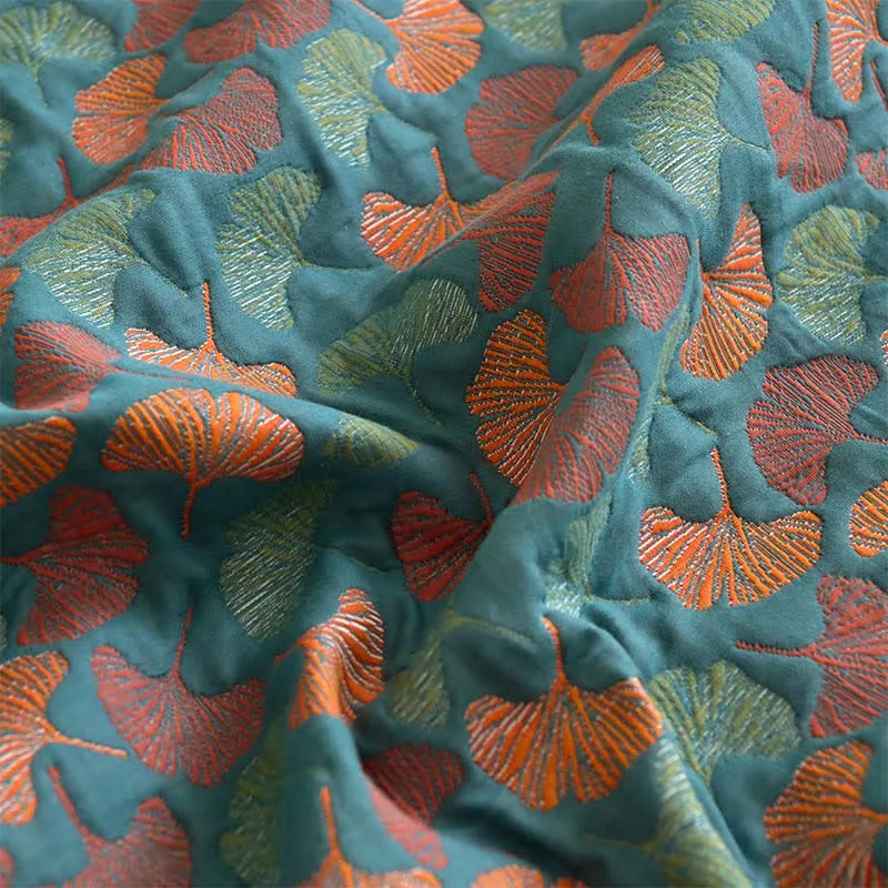 Spannbettlaken aus Baumwollgaze-Jacquard mit Ginkgo-Muster