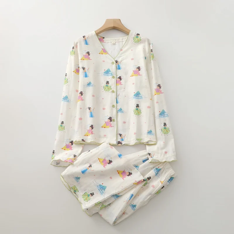 Orientalische Cartoon-Prinzessin-Loungewear aus Baumwollgaze