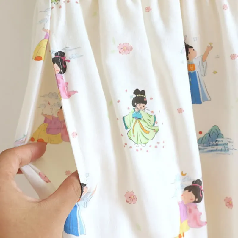 Orientalische Cartoon-Prinzessin-Loungewear aus Baumwollgaze