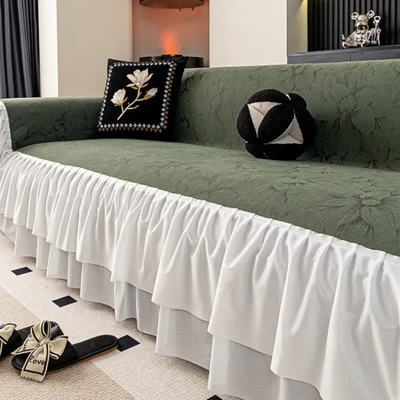 Chenille-Sofaschoner „Lily“ mit Rüschen