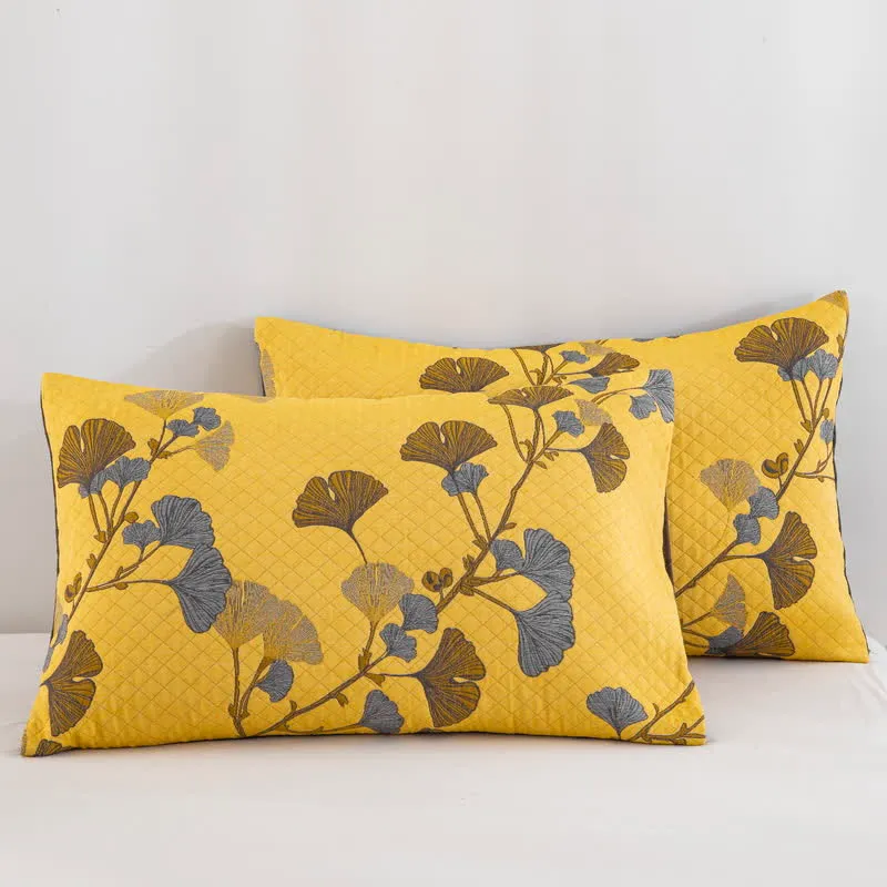 Wendbare Tagesdecke aus Bio-Baumwolle mit Ginkgo-Blatt