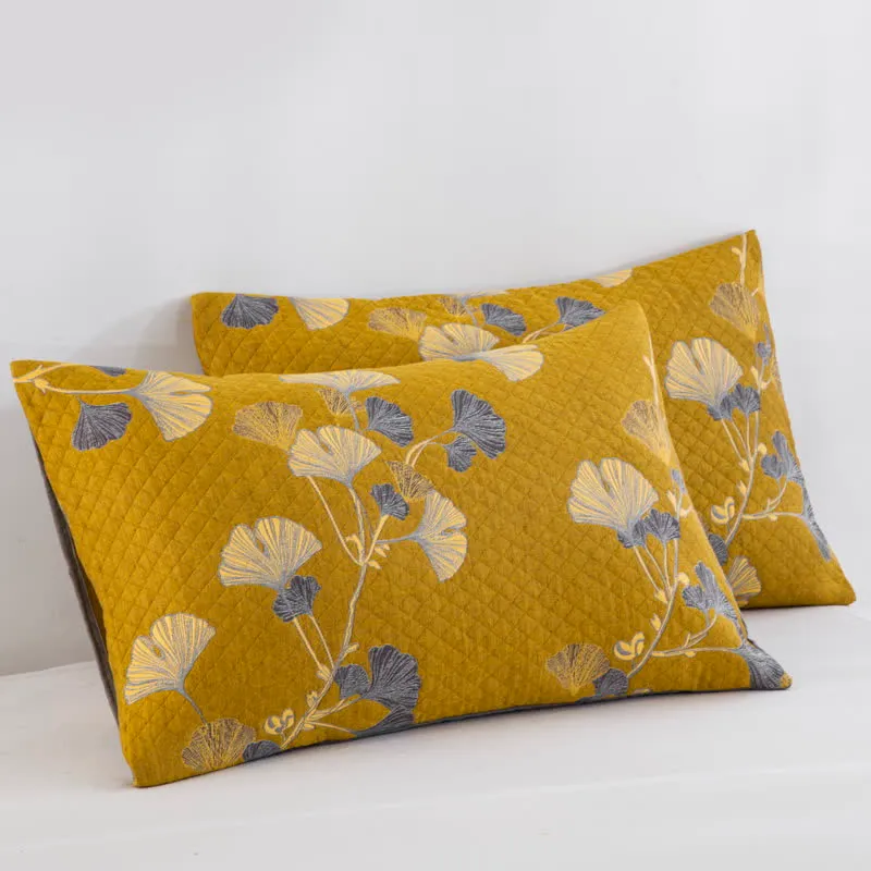 Wendbare Tagesdecke aus Bio-Baumwolle mit Ginkgo-Blatt