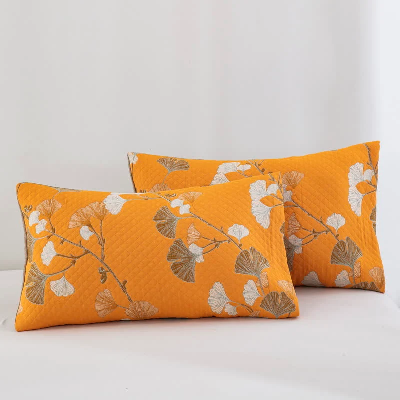 Wendbare Tagesdecke aus Bio-Baumwolle mit Ginkgo-Blatt