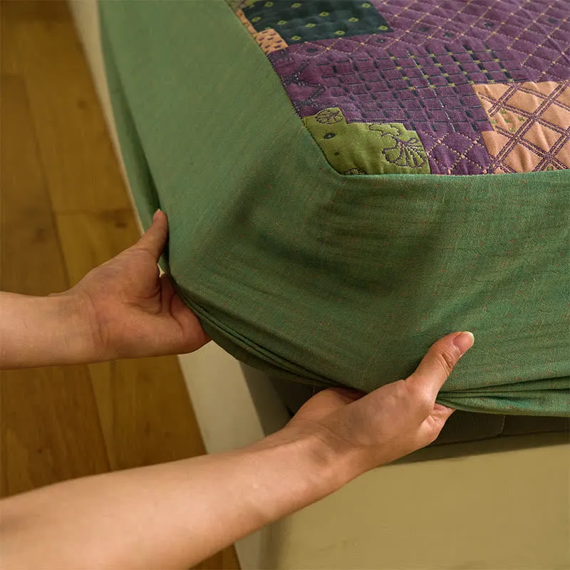 Patchwork-Spannbettlaken aus Baumwollgaze-Jacquard