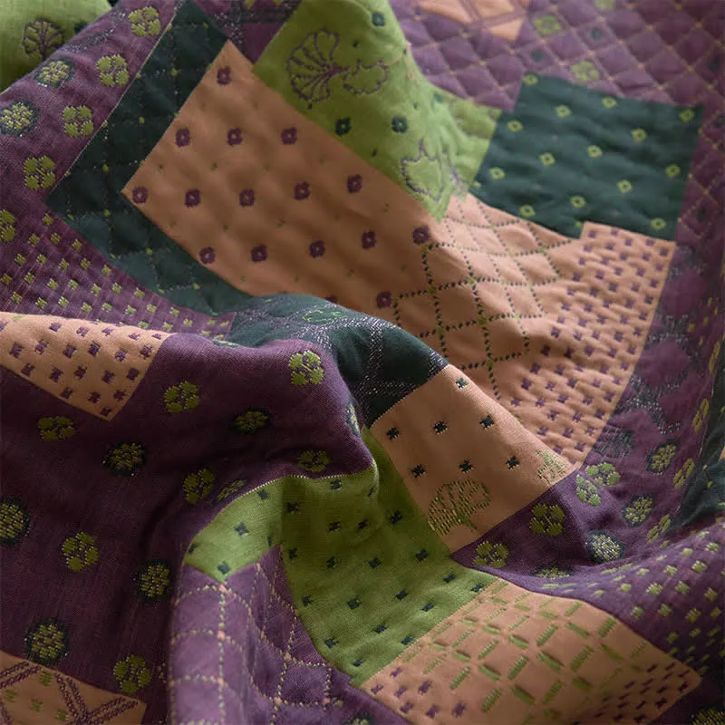 Patchwork-Spannbettlaken aus Baumwollgaze-Jacquard
