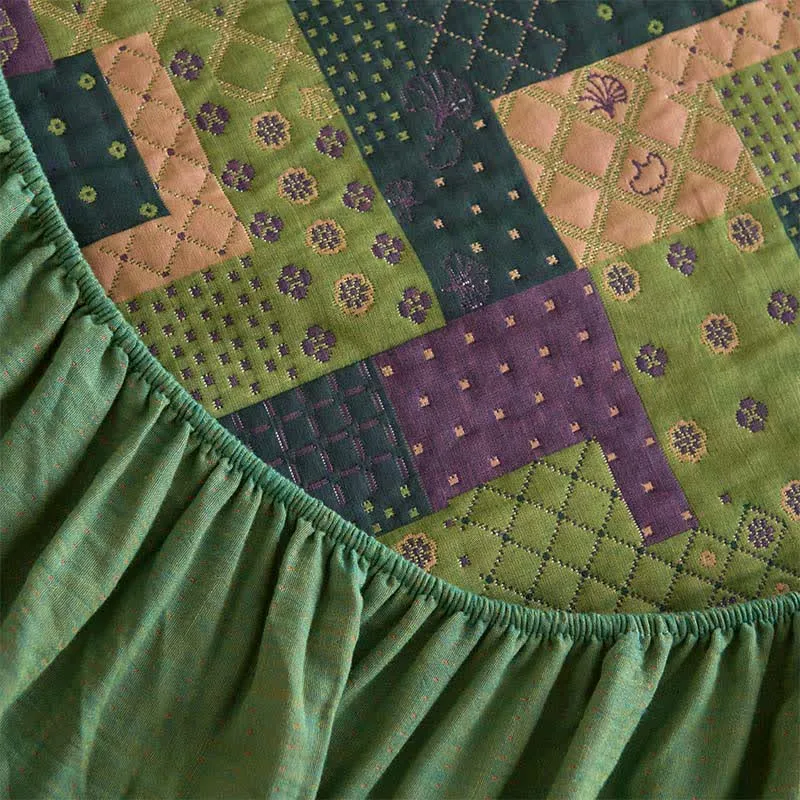 Patchwork-Spannbettlaken aus Baumwollgaze-Jacquard