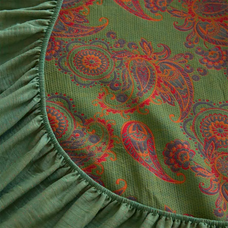 Spannbettlaken aus Baumwolljacquard mit Paisley-Blumenmuster