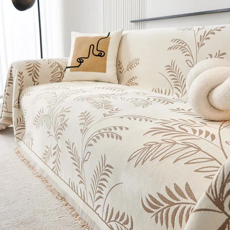 Sofa-Überwurfdecke aus Chenille mit Kiefernblatt-Motiv