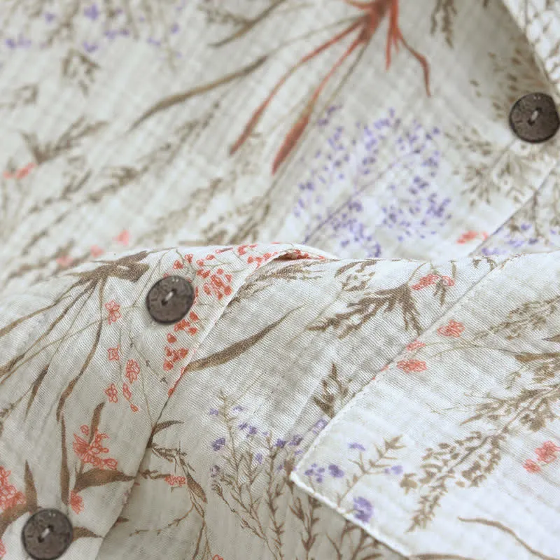 Pyjama-Set aus Baumwollgaze mit gedecktem Blumenmuster