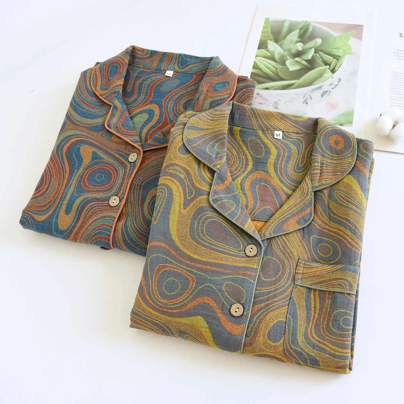 Künstlerisches abstraktes Pyjama-Set aus Baumwolle