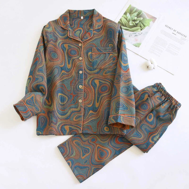 Künstlerisches abstraktes Pyjama-Set aus Baumwolle