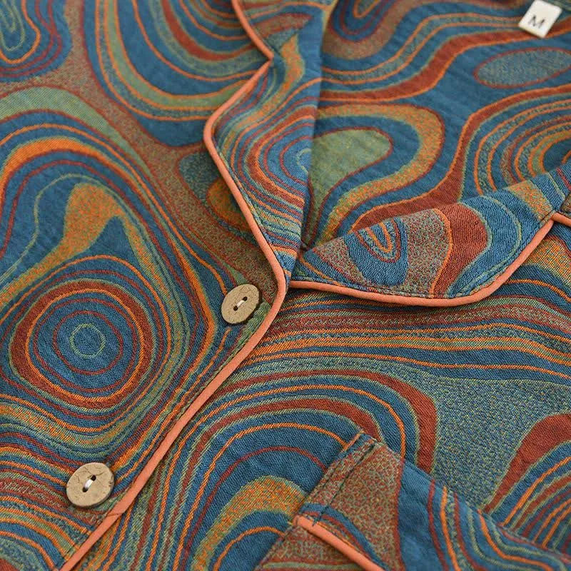 Künstlerisches abstraktes Pyjama-Set aus Baumwolle