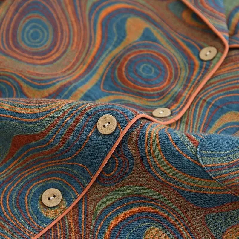 Künstlerisches abstraktes Pyjama-Set aus Baumwolle