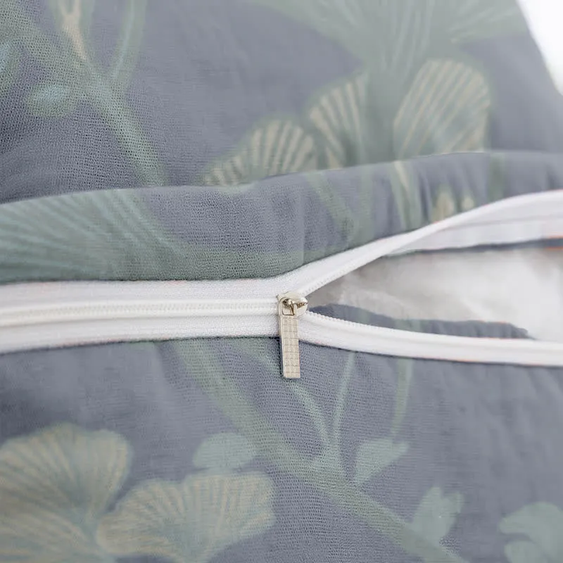 Quadratische Kissenbezüge aus Baumwoll-Jacquard mit Ginkgoblättern (2 Stück)