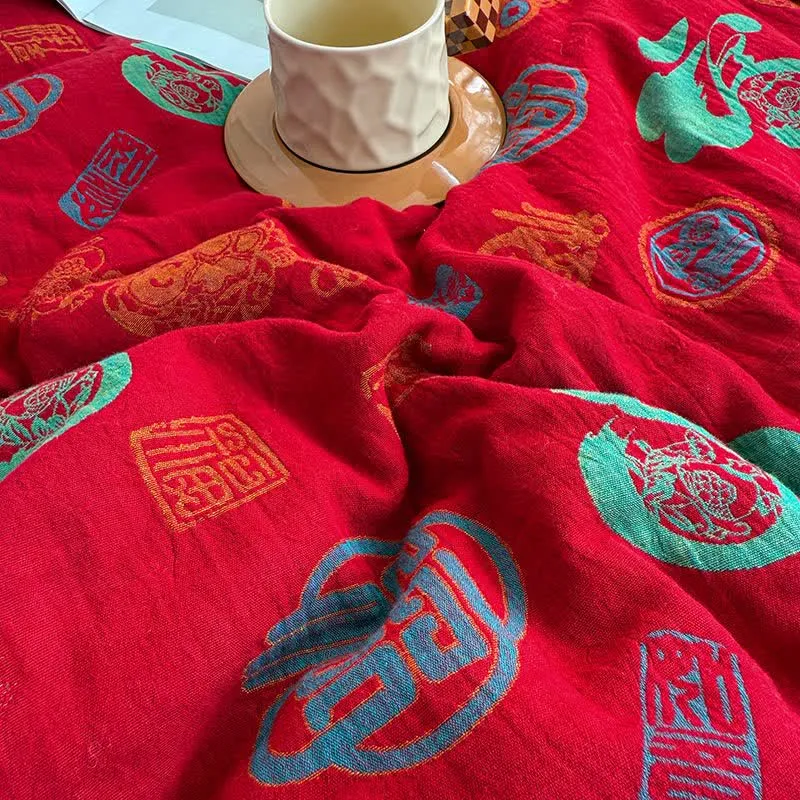 Retro-Steppdecke aus Baumwollgaze im orientalischen Stil