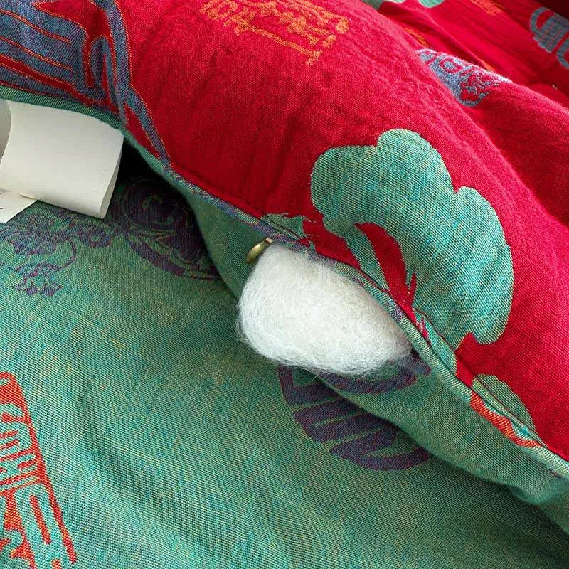 Retro-Steppdecke aus Baumwollgaze im orientalischen Stil