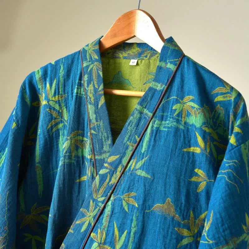Loungewear-Set aus Kimono aus Bambus-Baumwollgaze