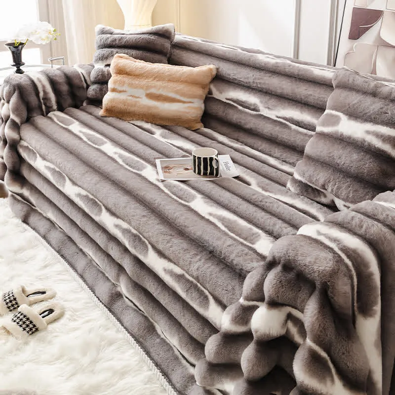 Sofaüberwurfdecke aus Samt-Kunstfell