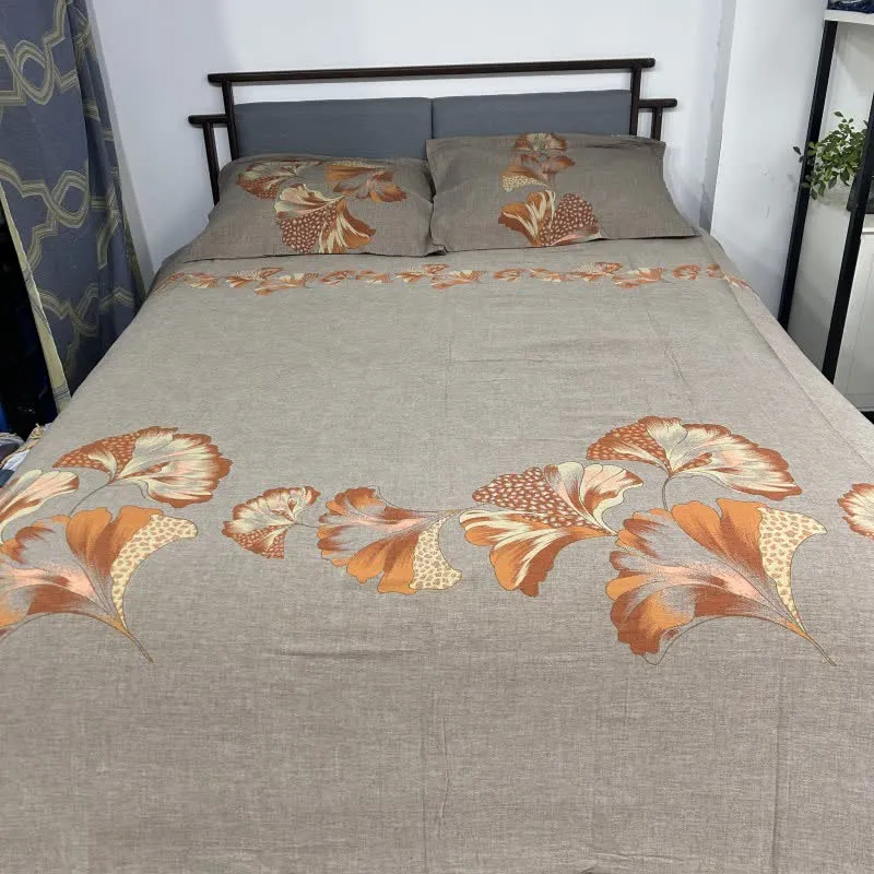 Ginkgo-inspiriertes Bettwäscheset aus Baumwollgaze (4-teilig)