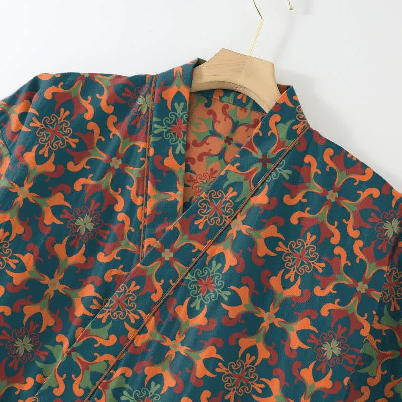 Loungewear-Set aus Baumwoll-Kimono mit geometrischem Muster