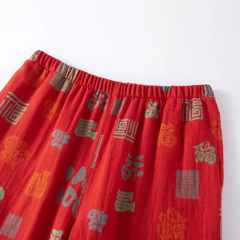 Orientalisches, glückverheißendes Loungewear-Set aus Baumwollgaze