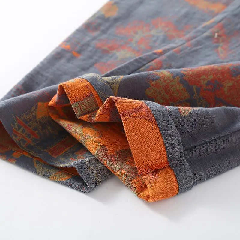 Loungewear-Set aus Jacquard-Baumwolle im Retro-Baum-Design