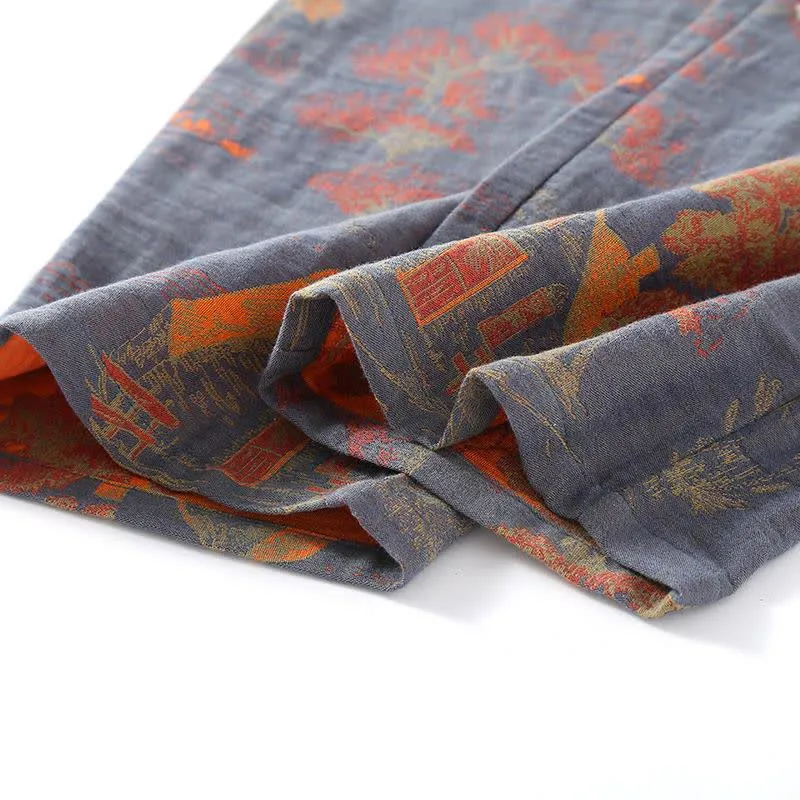 Loungewear-Set aus Jacquard-Baumwolle im Retro-Baum-Design