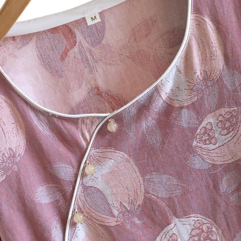Vintage Granatapfel Baumwollgaze Loungewear Set