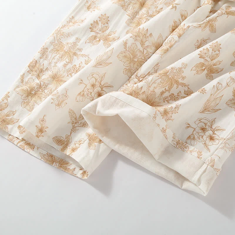 Elegantes Loungewear-Set aus doppellagiger Baumwollgaze mit Blumenmuster