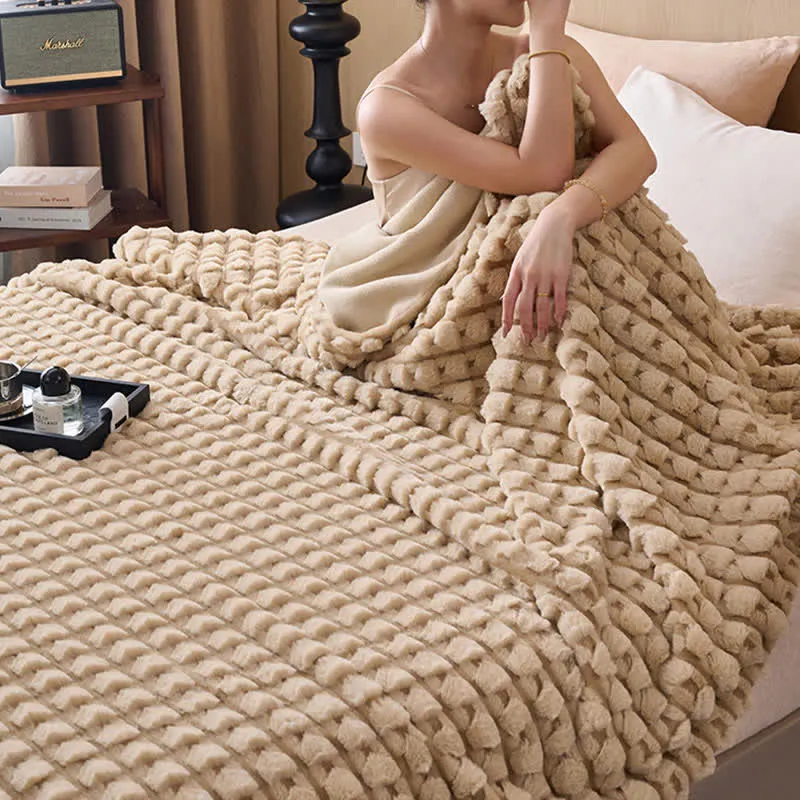 Moderne, luxuriöse Fleece-Überwurfdecke