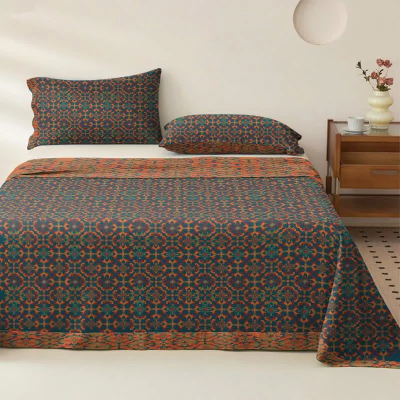 Tagesdecke aus Baumwolle mit geometrischem Retro-Muster