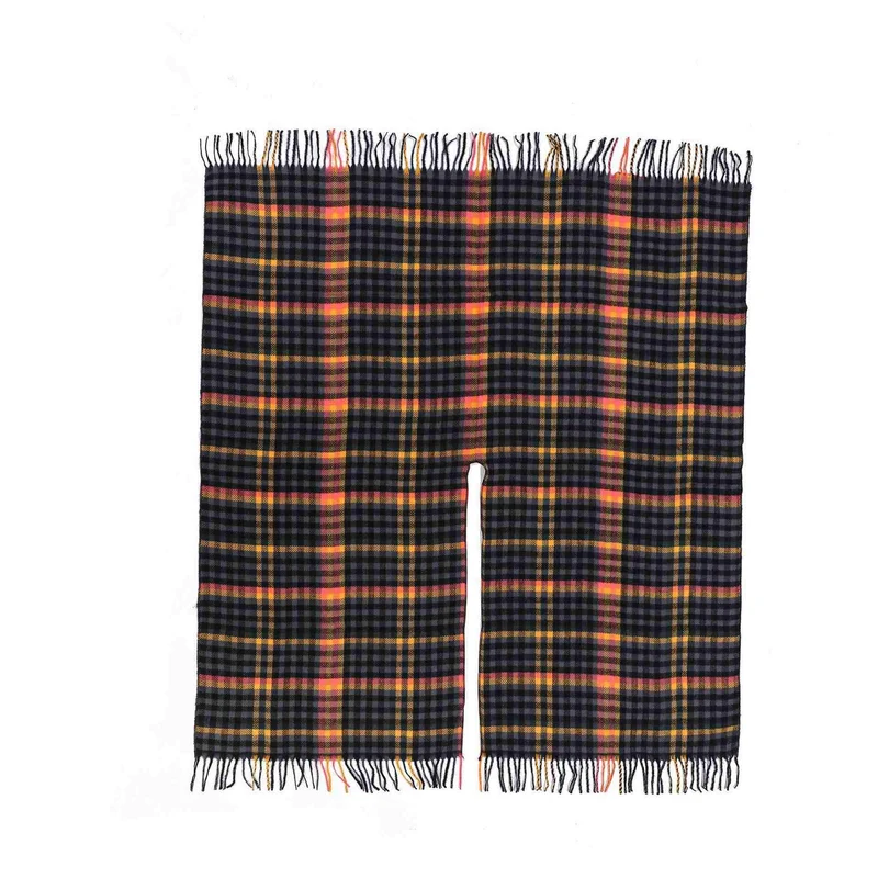 Vintage Kariertes Reise-Schal-Cape mit Quaste