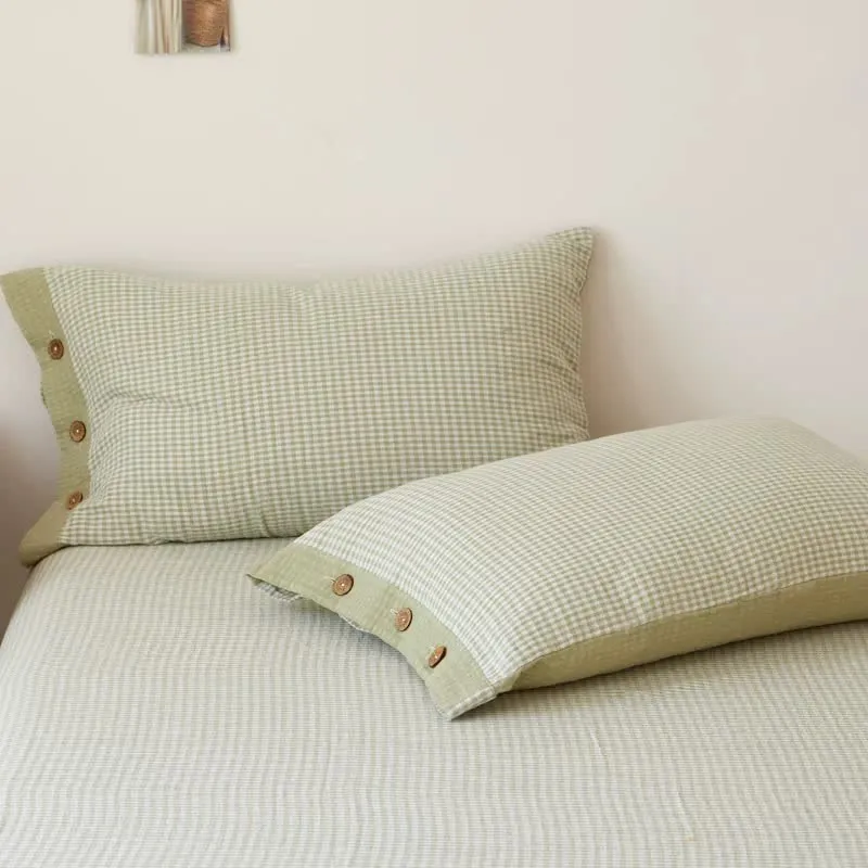 Tagesdecke aus kariertem Doppelgaze-Jacquard aus Baumwolle