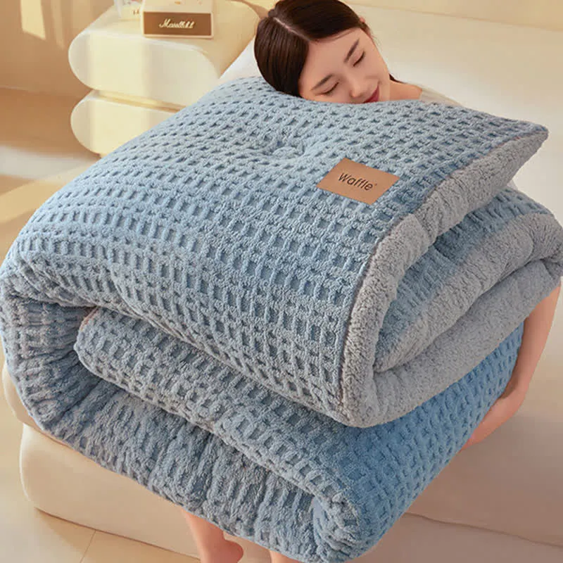 Warme Plüschdecke aus Waffel-Jacquard