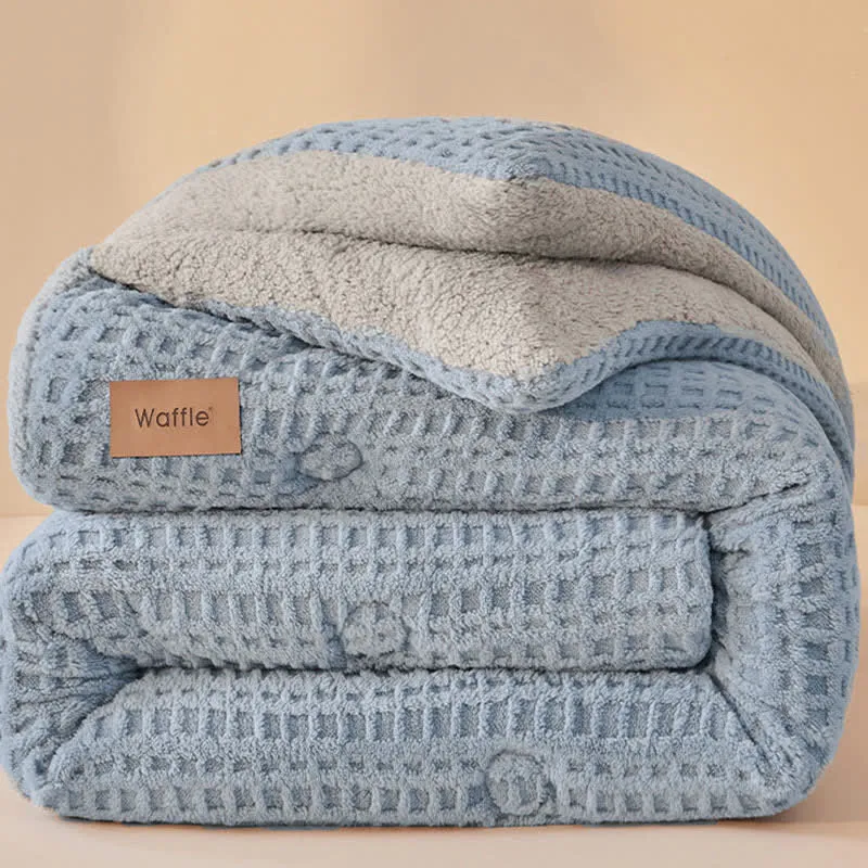 Warme Plüschdecke aus Waffel-Jacquard