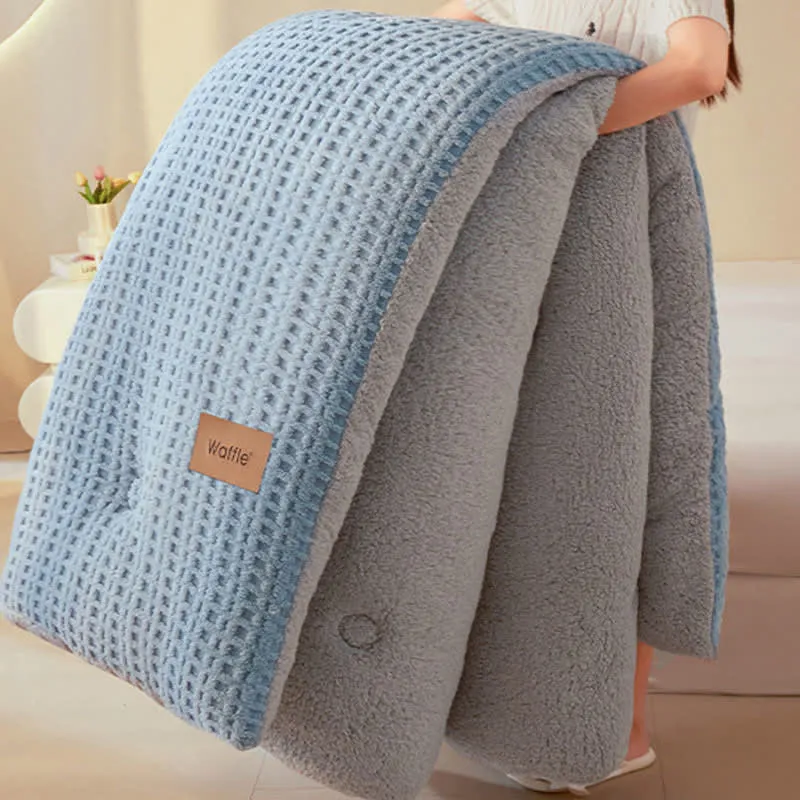 Warme Plüschdecke aus Waffel-Jacquard