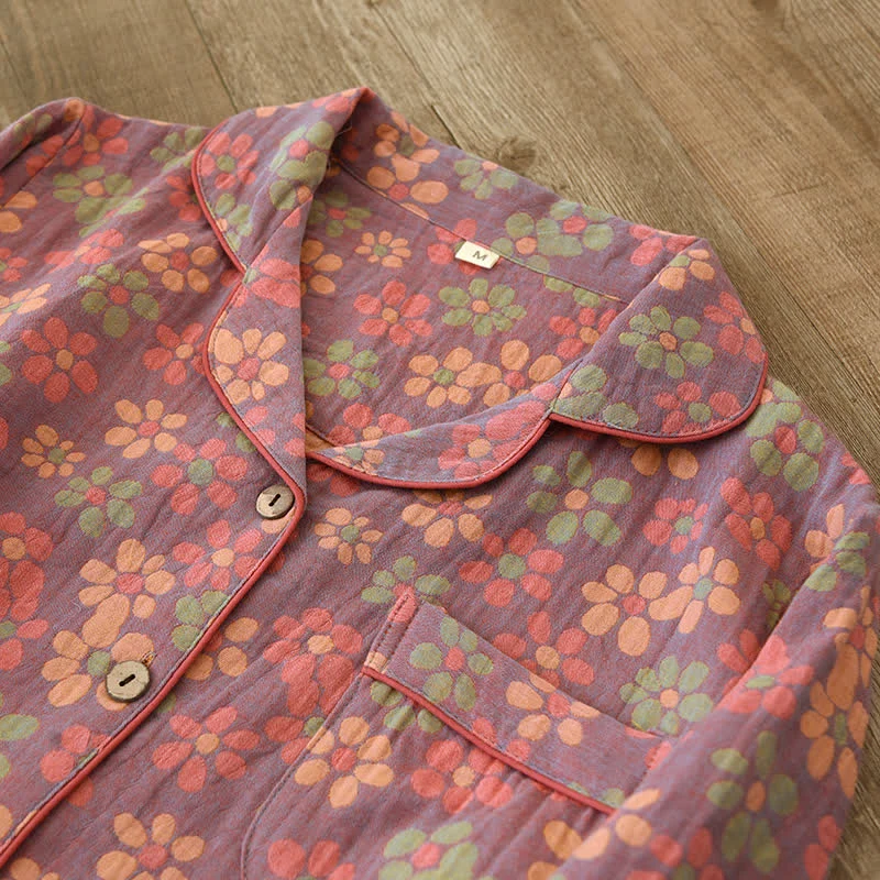 Pyjama-Set mit langen Ärmeln aus Baumwollgaze