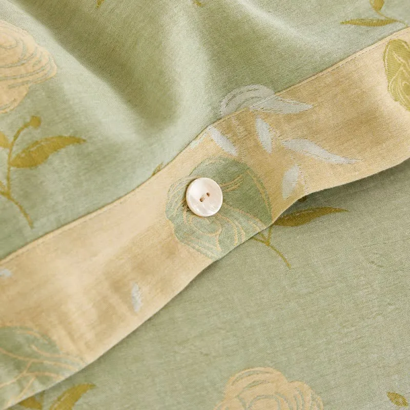 Bettwäsche aus Baumwollgaze mit Jacquardmuster in Pastellrosa