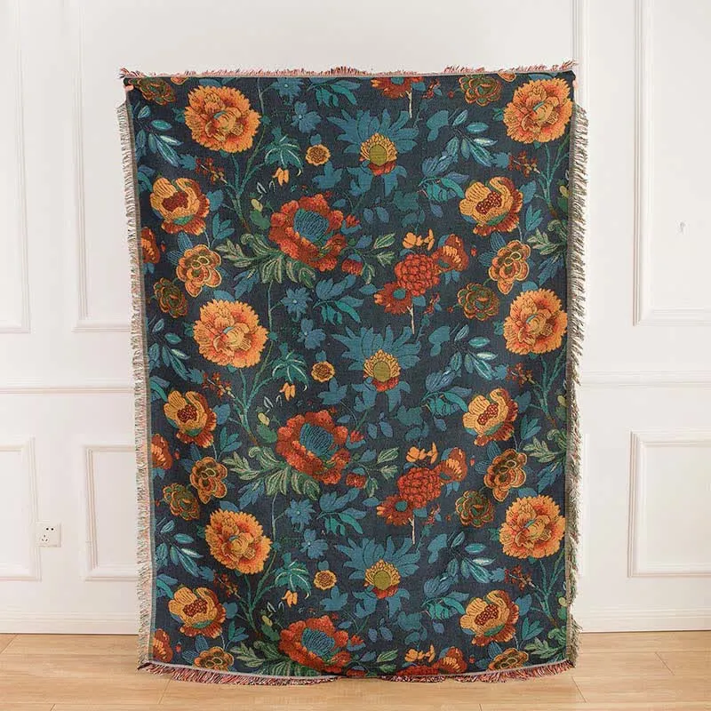 Sofadecke mit Retro-Blumenmuster in Gelb