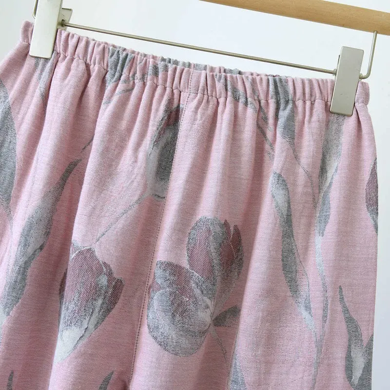 Tulip Loungewear-Set aus Baumwollgaze-Jacquard