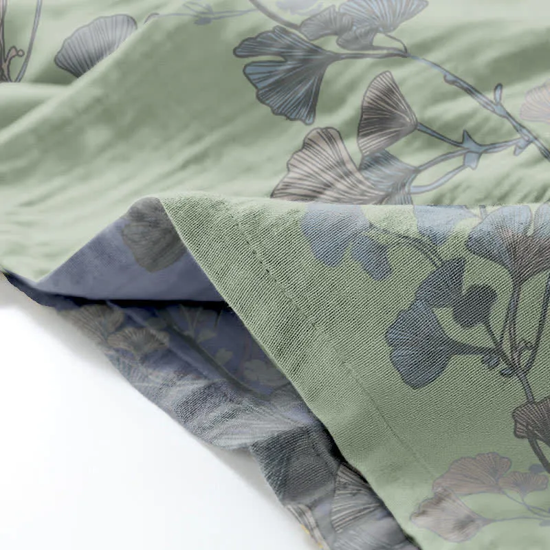 Ginkgoblatt-Kimono aus Bio-Baumwolle, Loungewear