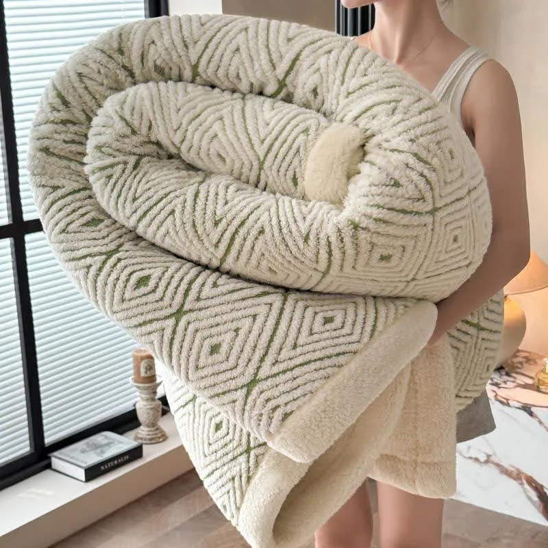 Sherpa-Überwurfdecke mit geometrischem Rautenmuster und Jacquardmuster