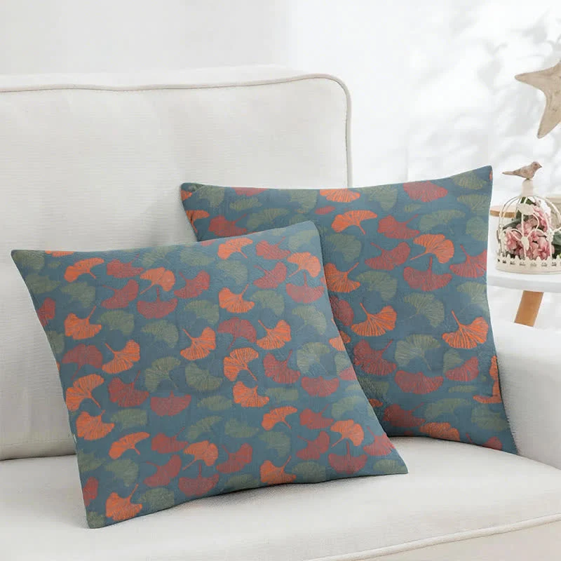 Quadratische Kissenbezüge aus Ginkgo-Baumwollgaze-Jacquard (2 Stück)