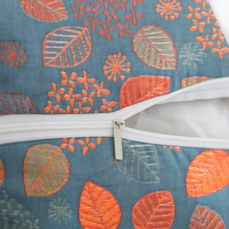 Quadratische Kissenbezüge aus Baumwolljacquard mit Blattdruck (2 Stück)