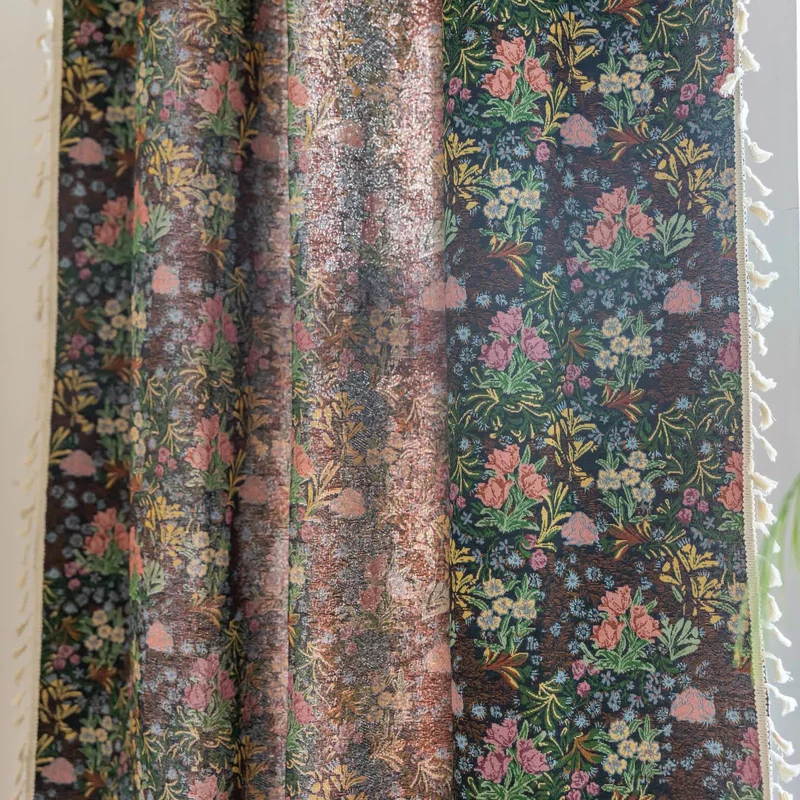 Retro Blumenzweig Blatt Quaste Vorhang