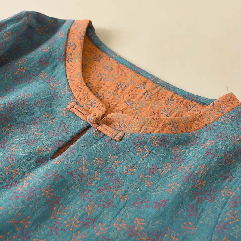 Vintage Baumwoll-Zweig-Langarm-Pyjama