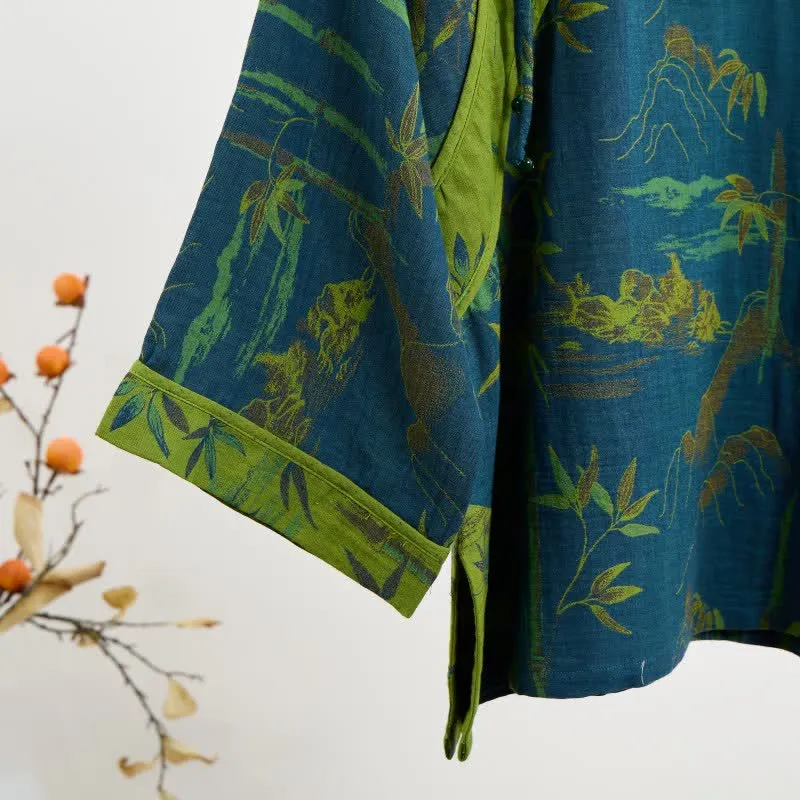 Bambus Orientalisches Pyjama-Set aus Baumwolle mit Quasten