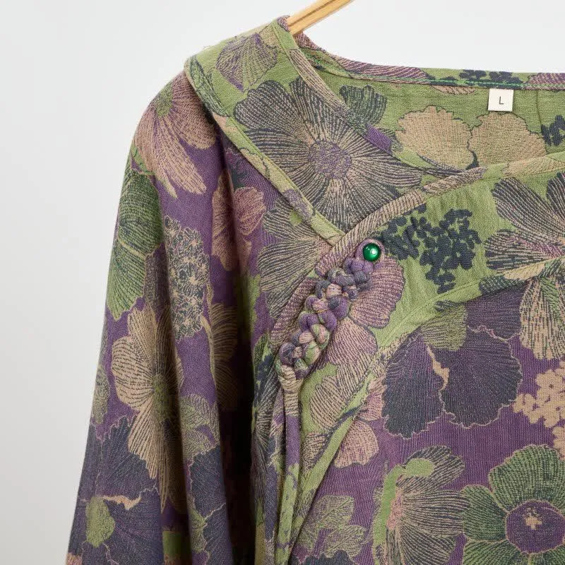 Pfirsichblüten-Pyjama aus Baumwolle mit orientalischer Quaste